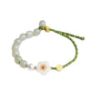 Peach Blossom Bracelet, Glass Beads and Handwoven Cord
