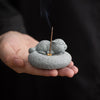 Carved Sandstone Incense Burner with Cat or Ingot Motif