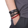 Handmade Leather Bracelet Set with Gift Message Card