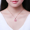 Pink Crystal Flower Heart Necklace Pendant Copper