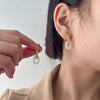 Geometric White Jade Earrings with 925 Silver Posts