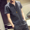 Men's Linen Short Sleeve Shirt Casual Summer Half Sleeve T-Shirt