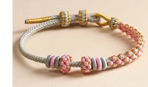 Hand-Woven Floral Knot Cord Bracelet