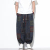 Men's Cotton Harem Pants Summer Boho Drawstring Geometric Cropped Trousers