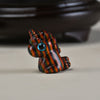 Hand-Carved Rainbow Wood Cat Figurine