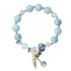 Crystal Flower Bracelet with Leaf Charm