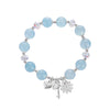 Aquamarine Daisy Charm Bracelet, Sterling Silver Key and Heart