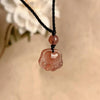 Strawberry Quartz Cat Paw Necklace, Acrylic Pendant on Black Cord