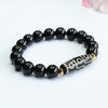 Nine-Eye Dzi Bead Black Agate Bracelet