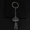 Lotus and Seed Syllable Necklace or Keychain in Stainless Steel