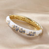 Cloisonné Enamel Flower Bangle Bracelet, Copper Alloy