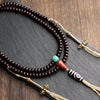Bodhi Seed Mala Bracelet with Dzi Bead and Vajra Charms