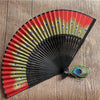 Peacock Feather Handheld Bamboo Folding Fan 21.5cm