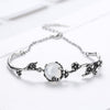 Plum Blossom Chalcedony Bracelet with Antique Silver Tone