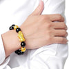 Black Obsidian Pixiu Bracelet with Gold-Tone Charm for Men
