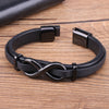 Eternal Infinity Symbol Titanium Steel Leather Buckle Bracelet