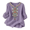 Women's Embroidered Boho T-Shirt, Spring Cotton Blend Top