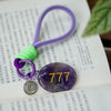 Angel Number Keychain with Natural Stone and Spiral Charm