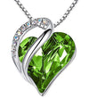 Love Heart Birthstone Necklace Pendant Geometric Alloy Jewelry
