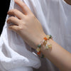 Golden Silk Jade Lotus Bracelet, Natural Stone Beads