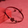 Cinnabar Red String Bracelet with Four Leaf Clover or Flower Charm