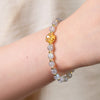 Strawberry Quartz Sun Stone Moonstone Beaded Bracelet with Flower Charm