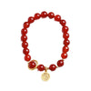 Cinnabar Bracelet with Fu Charm, Red Beads