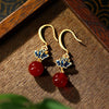 Chinese Enamel Flower Drop Earrings