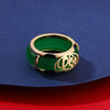 Jade and Silver Ring with Auspicious Cloud Motif