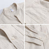 Men's Linen Cotton Long Sleeve Stand Collar Casual Shirt