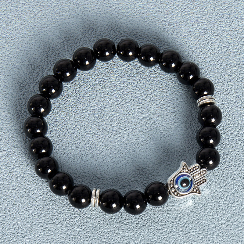 Hamsa Hand Evil Eye Beaded Bracelet for Men