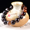 Natural Coffee Striped Agate Bracelet Handmade Round Bead Jewelry