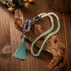 Long Beaded Necklace with Tassel, Natural Stone Mala