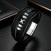 Handmade Leather Bracelet with Titanium Steel Buckle