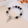 Stone Bead Bracelet with Wing or Lotus Charm