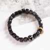 Ebony Wood Bracelet with Dzi Bead or Ring Charm