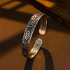Copper Enamel Butterfly Bangle with Heart Sutra