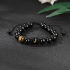 Alphabet Letter Bracelet with Tiger Eye and Black Glass Beads