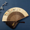 Bamboo Folding Fan with Yellow Paper and Tassel