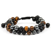 Tiger Eye Black Agate Evil Eye Double Row Bracelet