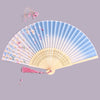 Silk and Bamboo Folding Fan, Hand Painted Floral Design
