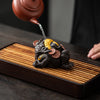 Purple Clay Tea Pet Toad Figurine with Coins