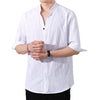 Men's Summer Cotton Linen Half Sleeve Button Shirt