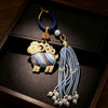 Song Brocade Sheep Keychain with Pearl Tassel