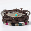 Wrap Leather Bracelet Set Vintage Braided Multi-Layer