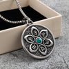 Om Mani Padme Hum Necklace Pendant with Turquoise Lotus