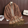 Jacquard Paisley Flower Pattern Color Contrast Design Tassel Cozy Scarf Shawl