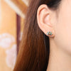 Sterling Silver Lotus Flower Stud Earrings with Hetian Cyan Jade