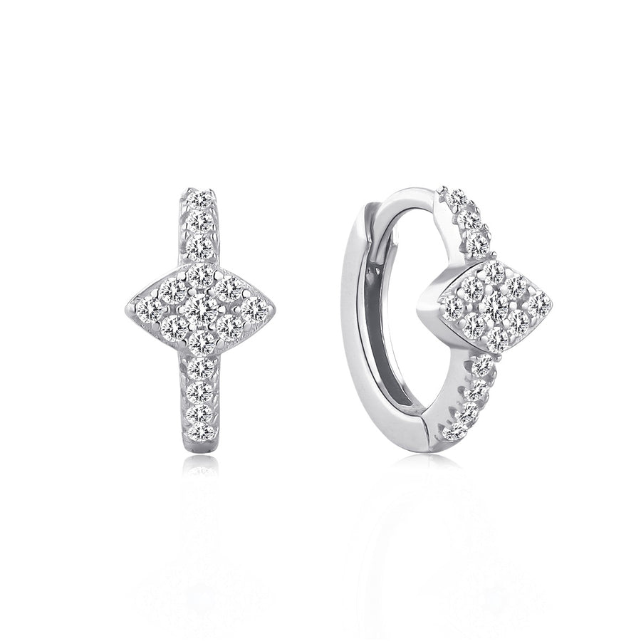 925 Sterling Silver Cross and Eye Hoop Earrings with Zircon