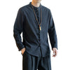 Men's Linen Tang Suit Shirt with Frog Buttons, Long Sleeve